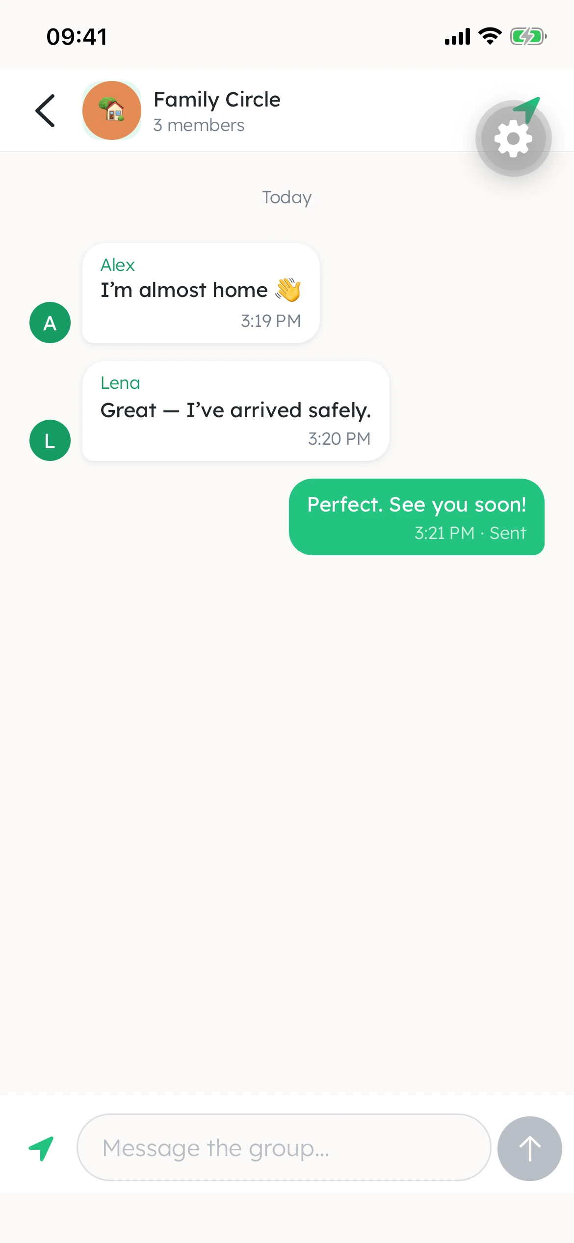 Togeo private group chat for Family Circle